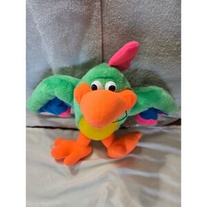 Vintage Dakin Plush Parrot Bird Colorful Stuffed Animal Green Orange Pink Toy
